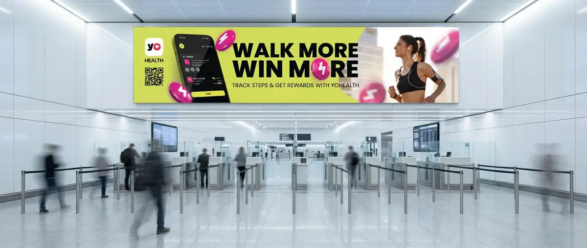 Walk More Win More Airport Banner